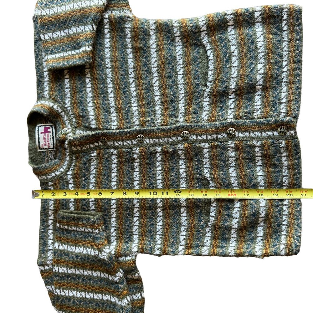 The Alpaca Connection Peru Handmade Stripped Button Front Cardigan Pockets - Picture 11 of 16